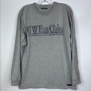 Vintage Jansport UW Eau Claire Gray Crewneck Long Sleeve Shirt Size Medium